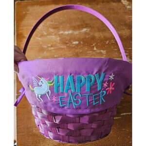 Purple Unicorn Easter Basket With Cloth Liner